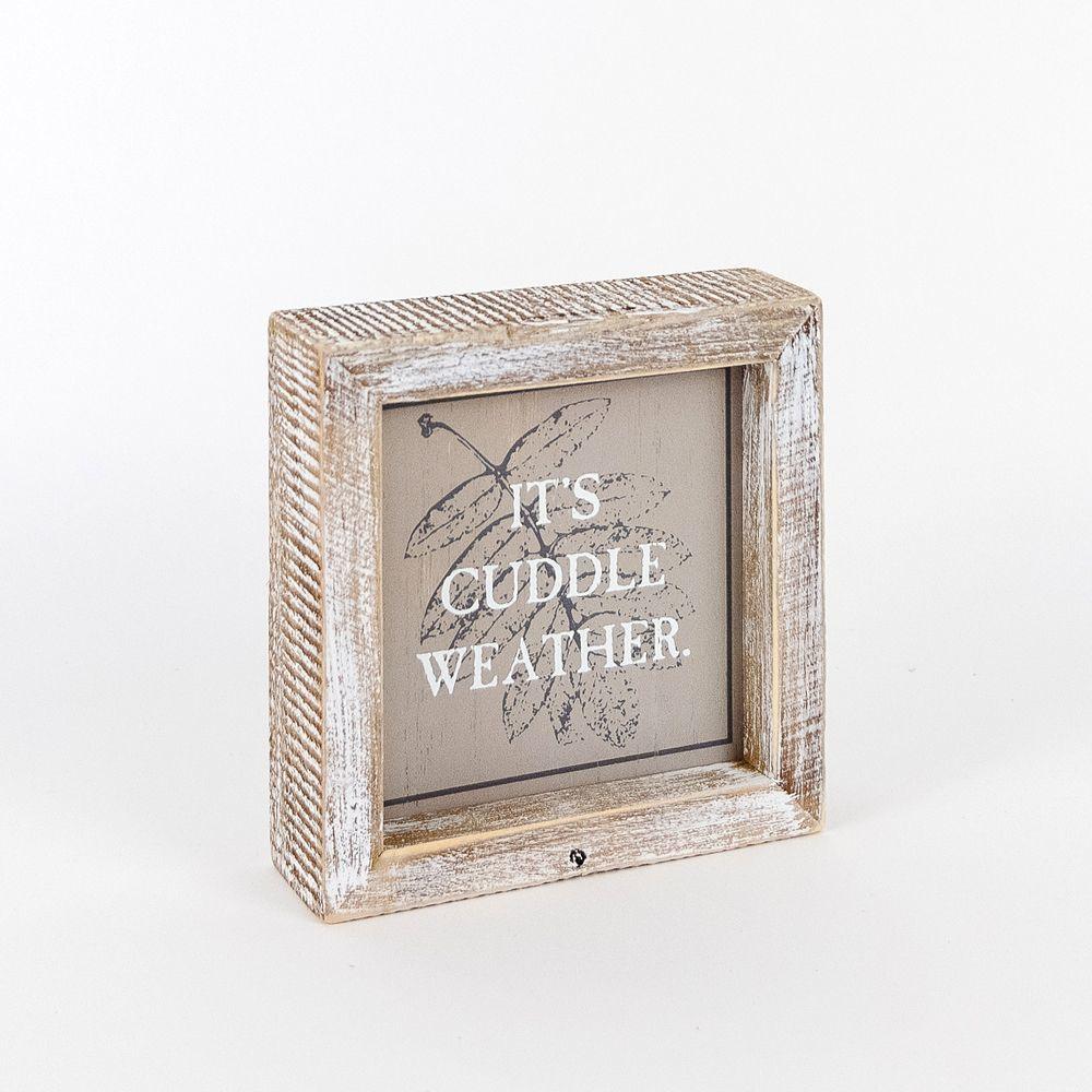 Double-Sided Wood Framed Sign "Hey Boo" + "It's Cuddle Weather"