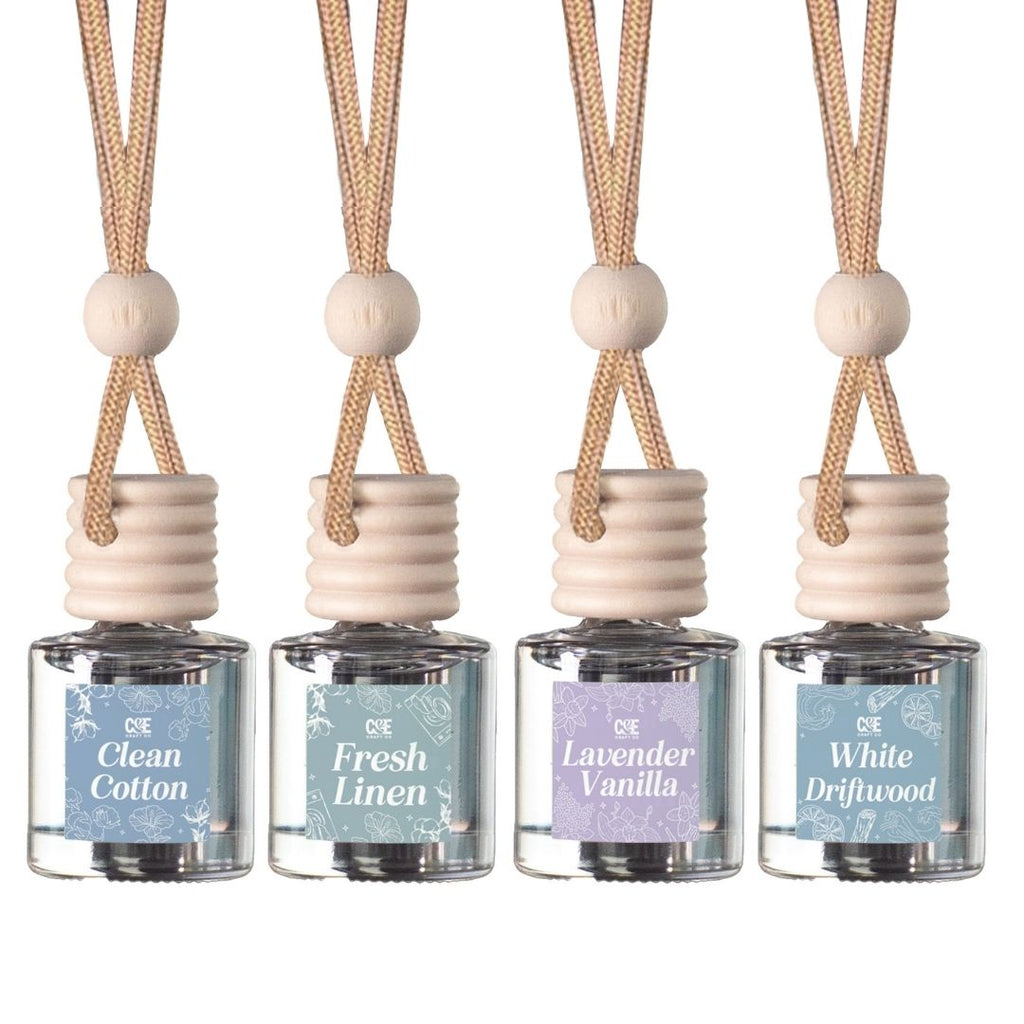Clean 4 Pack Scented Hanging Refillable Car Freshener Diffusers Bundle