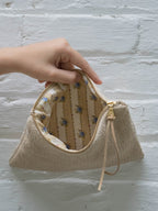 French Cream Chenille Wristlet Purse