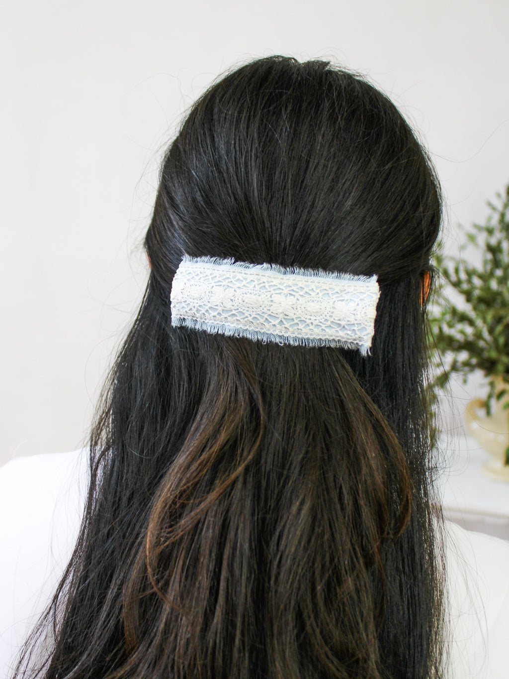 Amelia Lace and Linen Hair Clip — Select Your Color