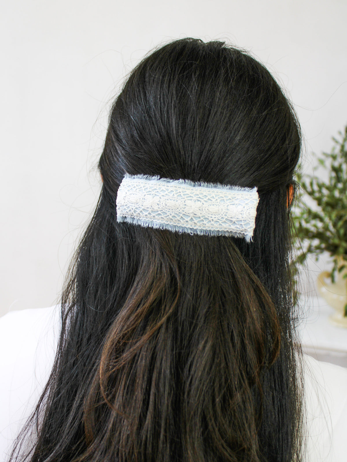 Amelia Lace and Linen Hair Clip — Select Your Color