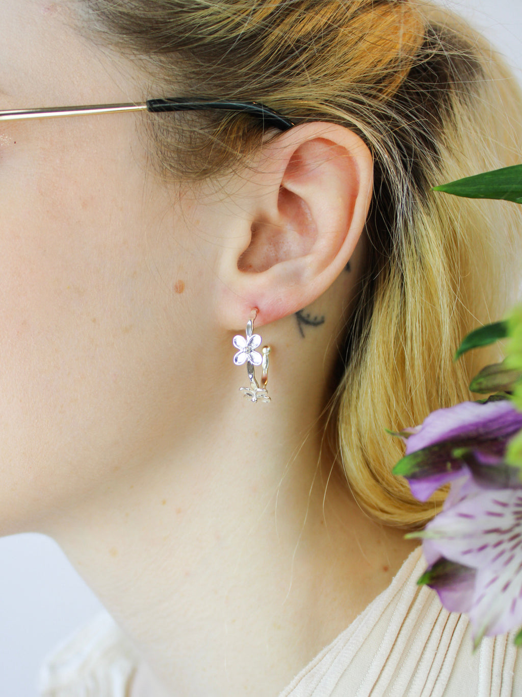 Bitty Flower Hoops — Select Your Color