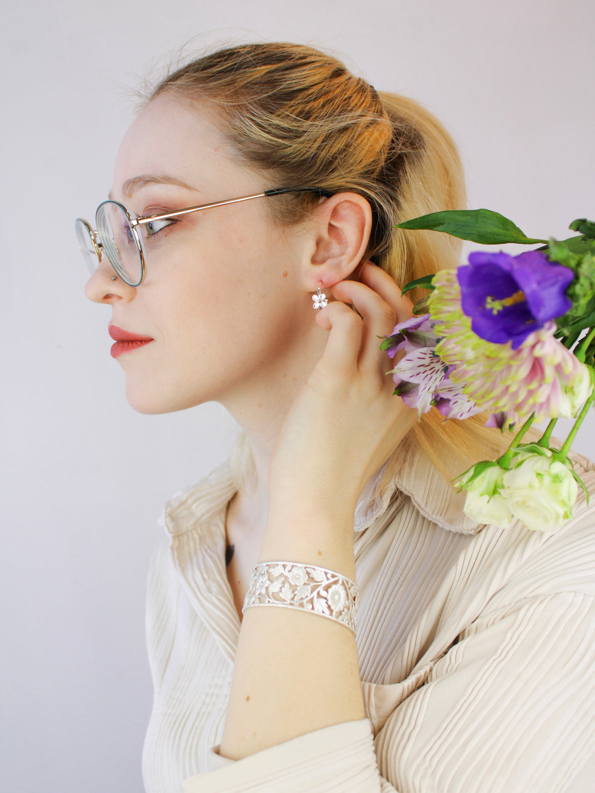 Bitty Flower Hoops — Select Your Color