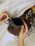 Black Diamond Needlepoint Square Pouch — Select Your Color