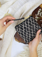 Black Diamond Needlepoint Square Pouch — Select Your Color