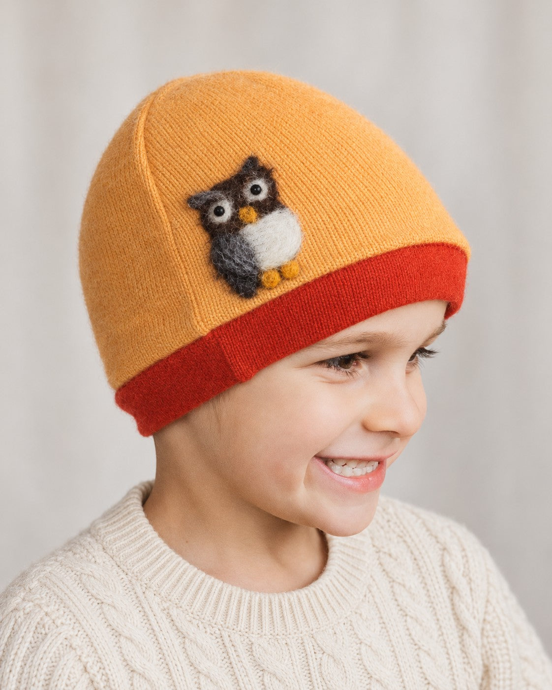 Owl Cashmere Hat - Child — Select Your Color