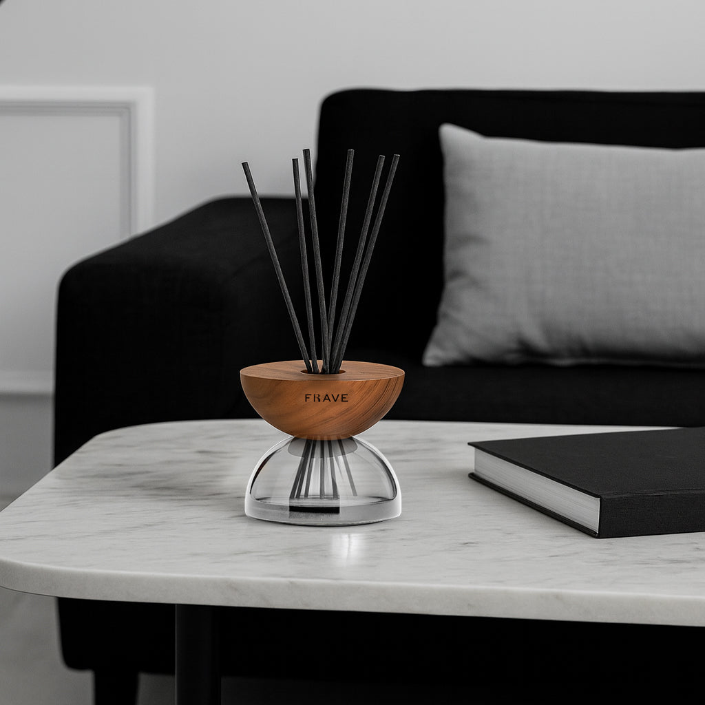 Breath Wood Transparent Glass Reed Diffuser with Aroma Oil