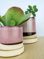 Burgundy Ceramic Plant Pot and Saucer — Select Your Size