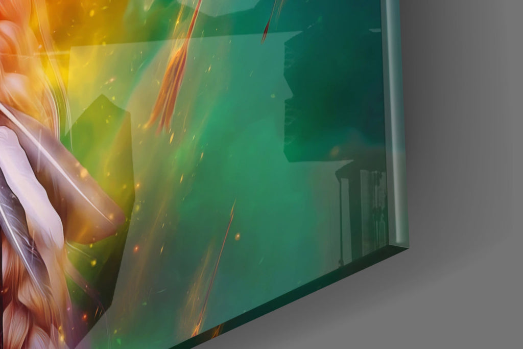 Vibrant Rainbow Lion Glass Wall Art