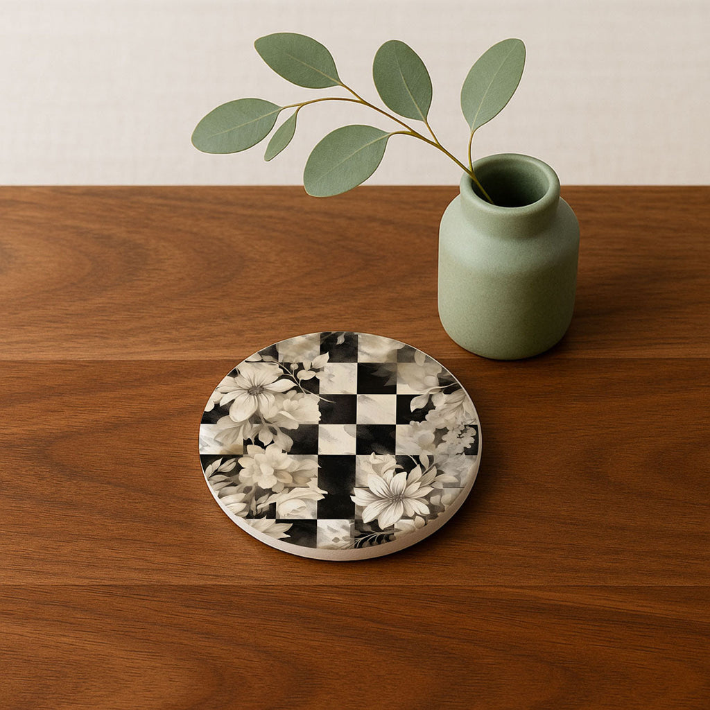 Courtly Check Ceramic Coasters — Select Your Pack & Style