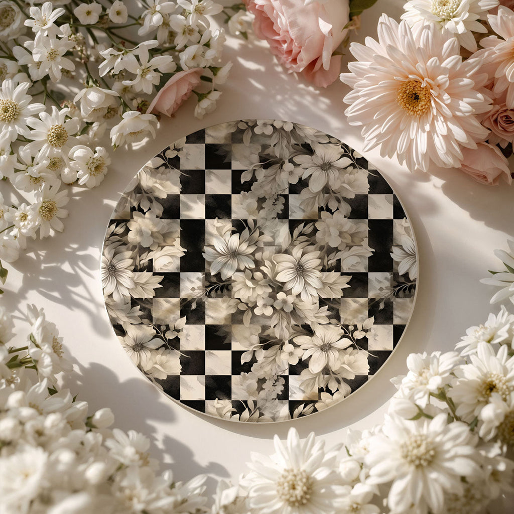 Courtly Check Ceramic Coasters — Select Your Pack & Style