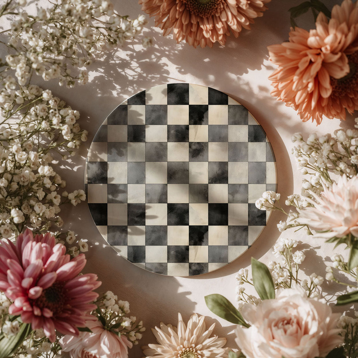 Courtly Check Ceramic Coasters — Select Your Pack & Style