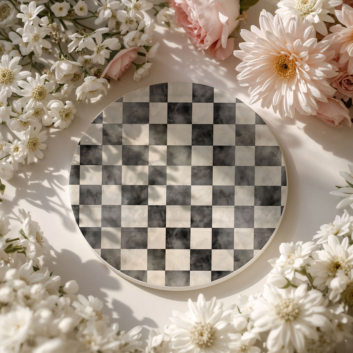 Courtly Check Ceramic Coasters — Select Your Pack & Style