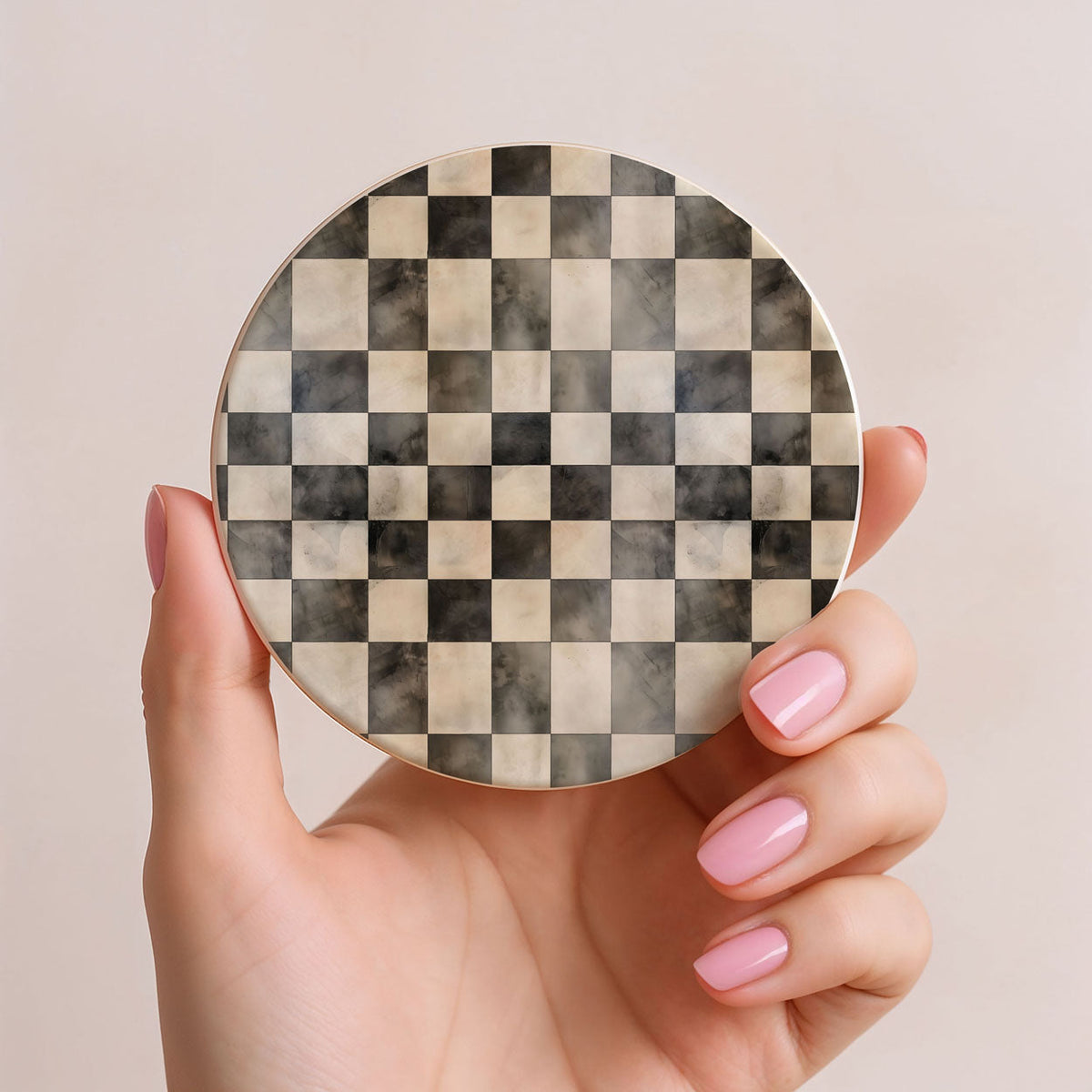 Courtly Check Ceramic Coasters — Select Your Pack & Style