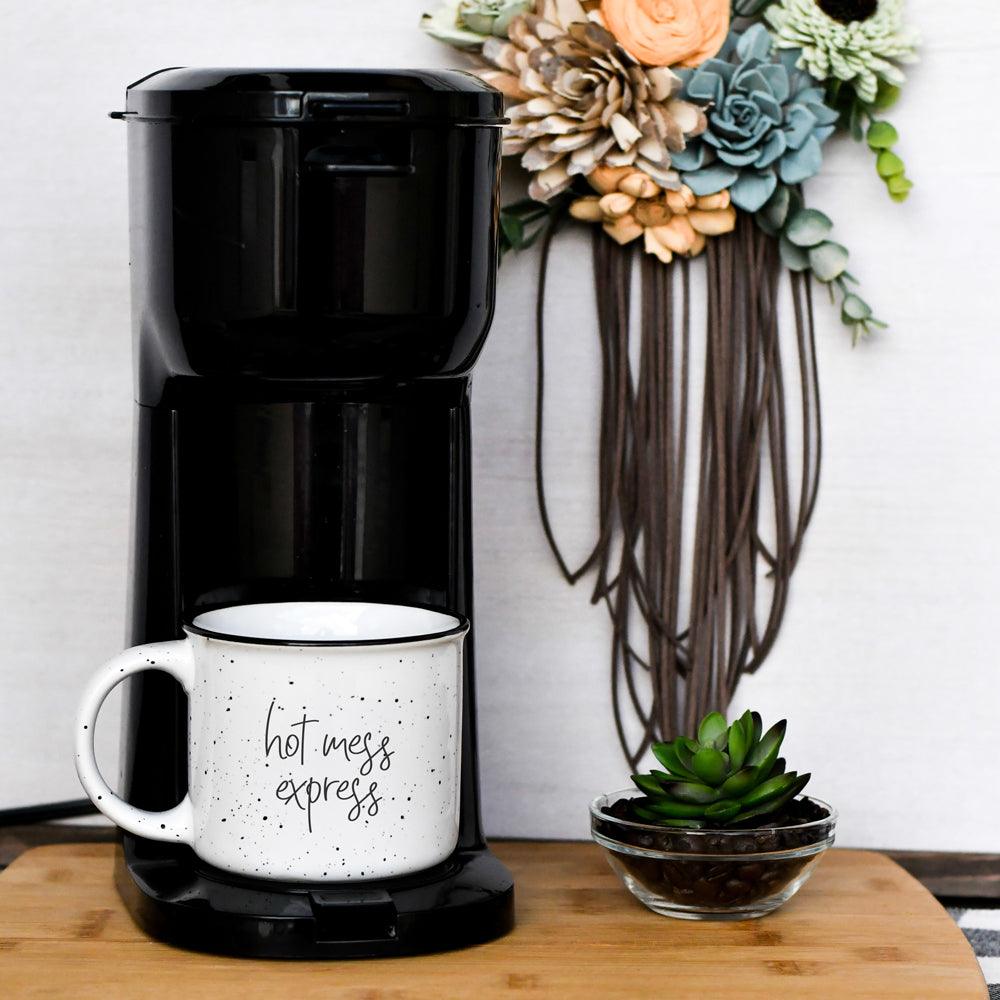 Limited Edition "Hot Mess Express" Black Rim Campfire Style Mug