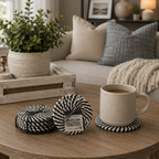 Black & White Braided Rope Coasters (Set of 4)