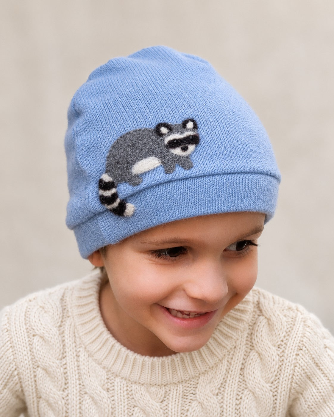 Raccoon Cashmere Hat - Child — Select Your Color