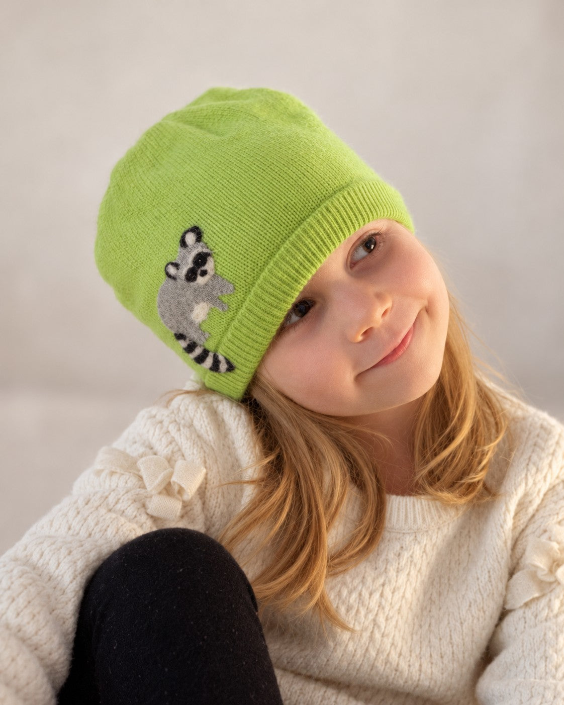 Raccoon Cashmere Hat - Child — Select Your Color