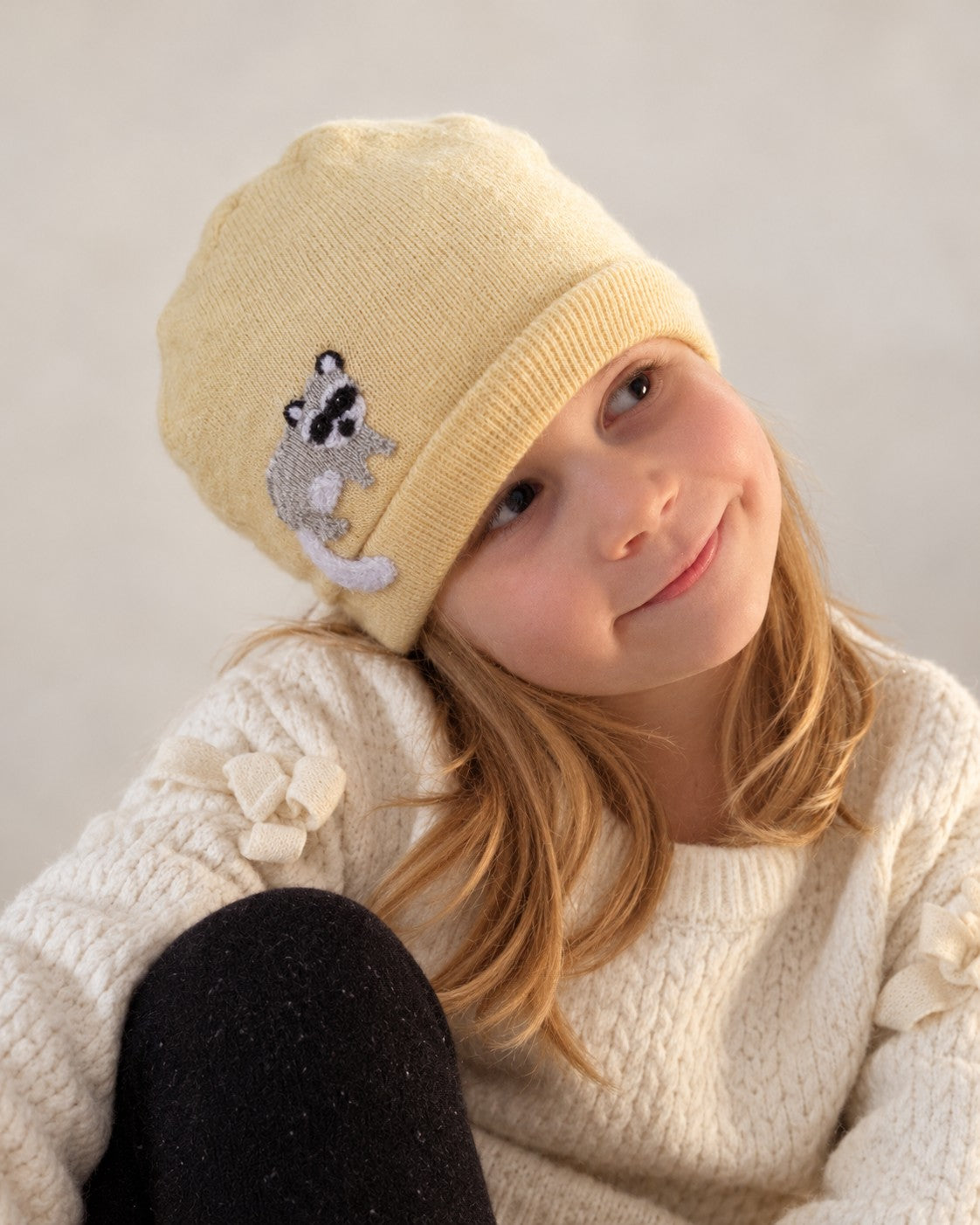 Raccoon Cashmere Hat - Child — Select Your Color