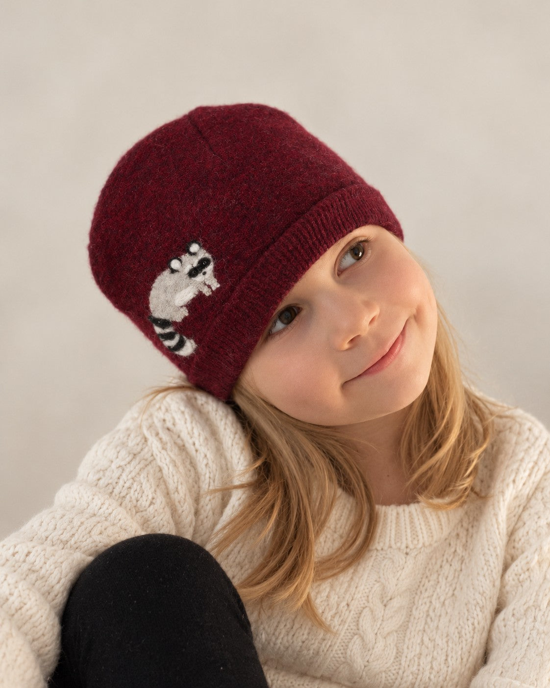 Raccoon Cashmere Hat - Child — Select Your Color