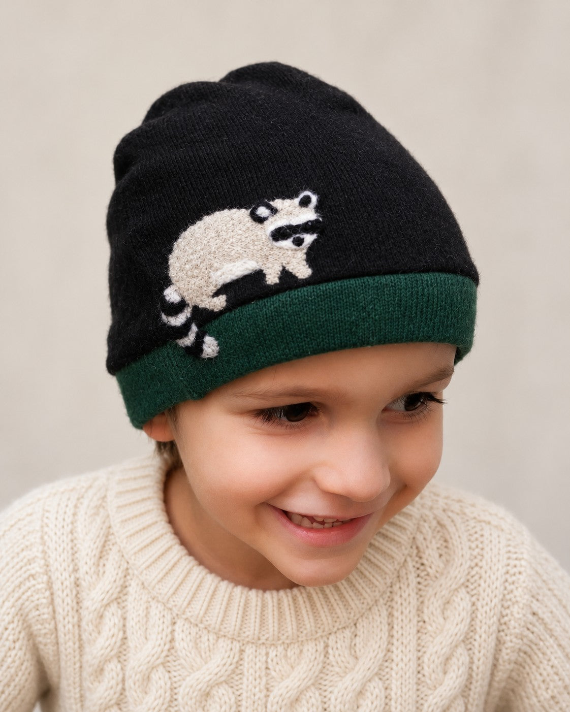 Raccoon Cashmere Hat - Child — Select Your Color