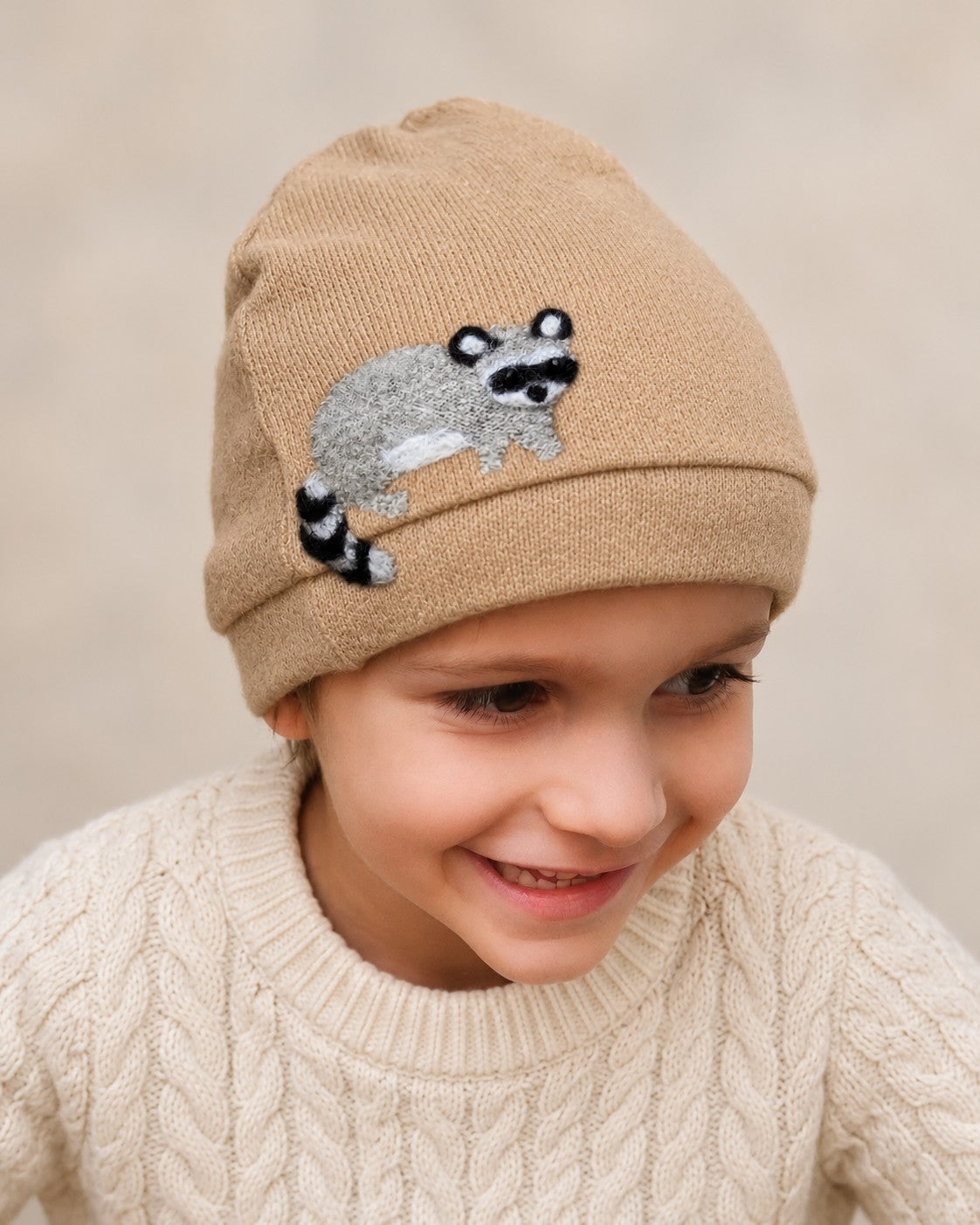 Raccoon Cashmere Hat - Child — Select Your Color