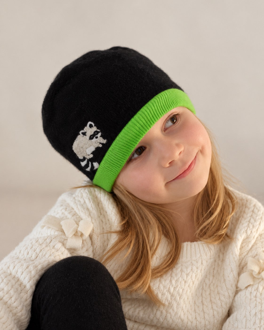 Raccoon Cashmere Hat - Child — Select Your Color