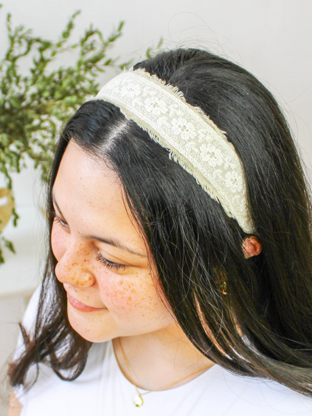 Clara Lace and Linen Headband — Select Your Color