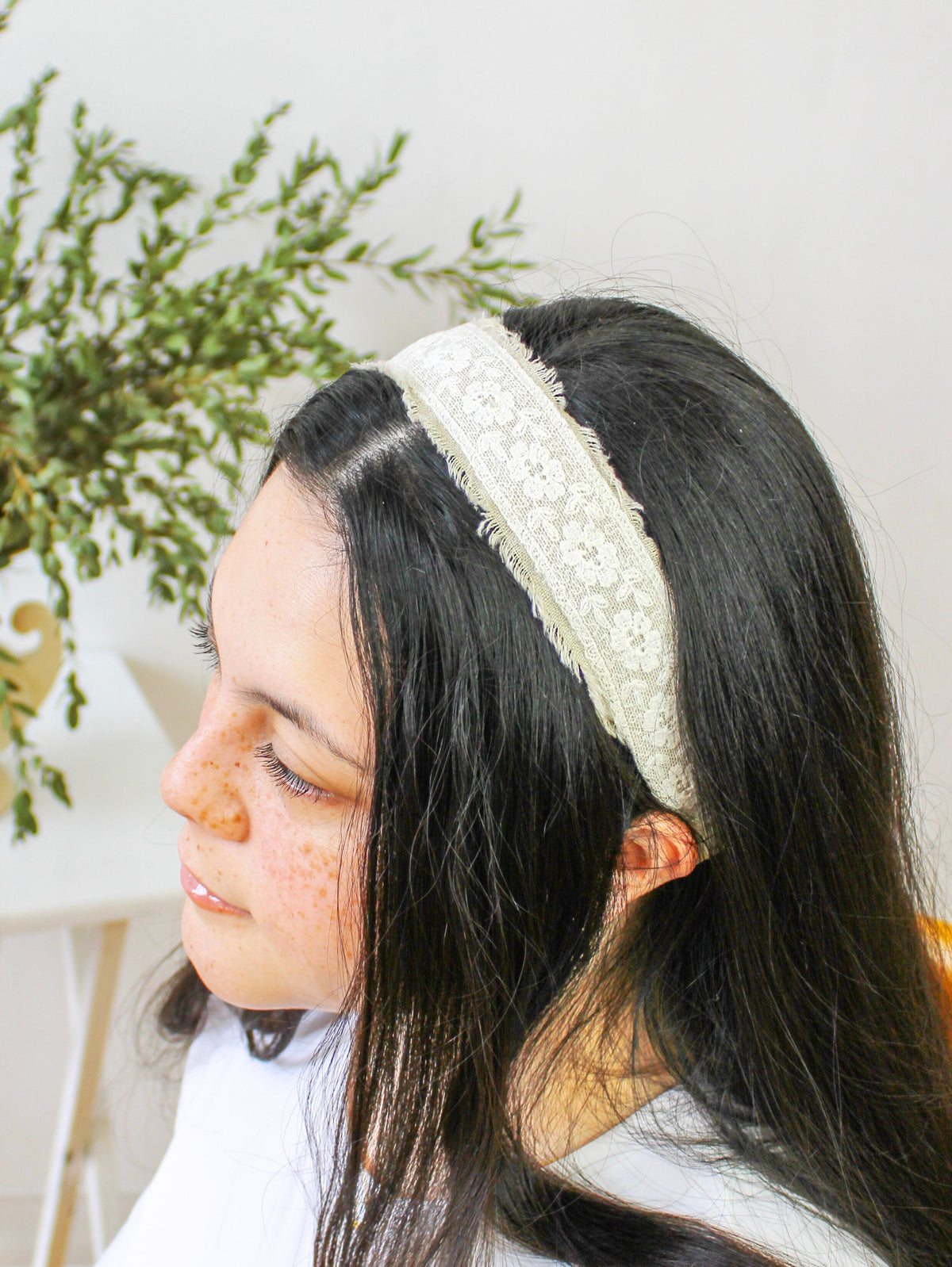 Clara Lace and Linen Headband — Select Your Color