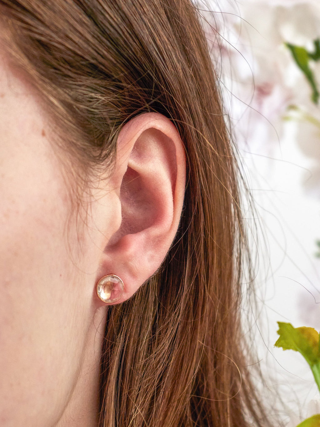 Pebble Stud Earrings - Rose Gold — Select Your Gemstone