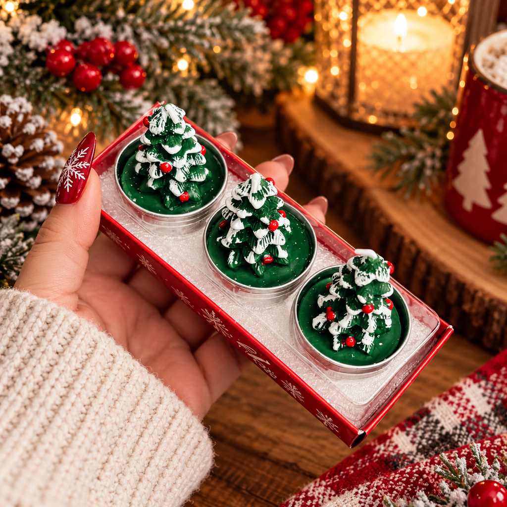 Mini Tree Shaped Unscented Candles - 3 pack