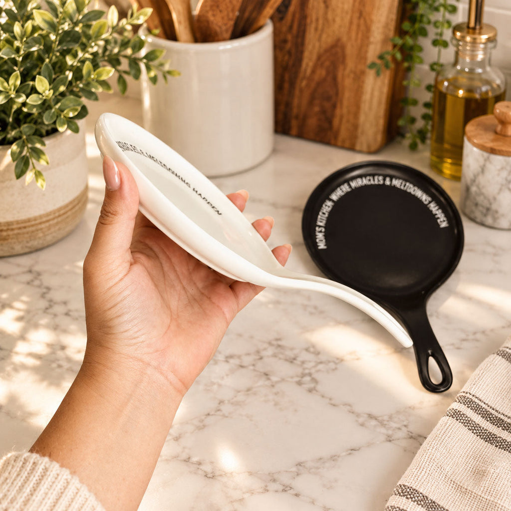 " I Might Lick the Spoon & Keep Cooking" Spoon Rest & Wooden Spoon — Select Your Color & Spoon