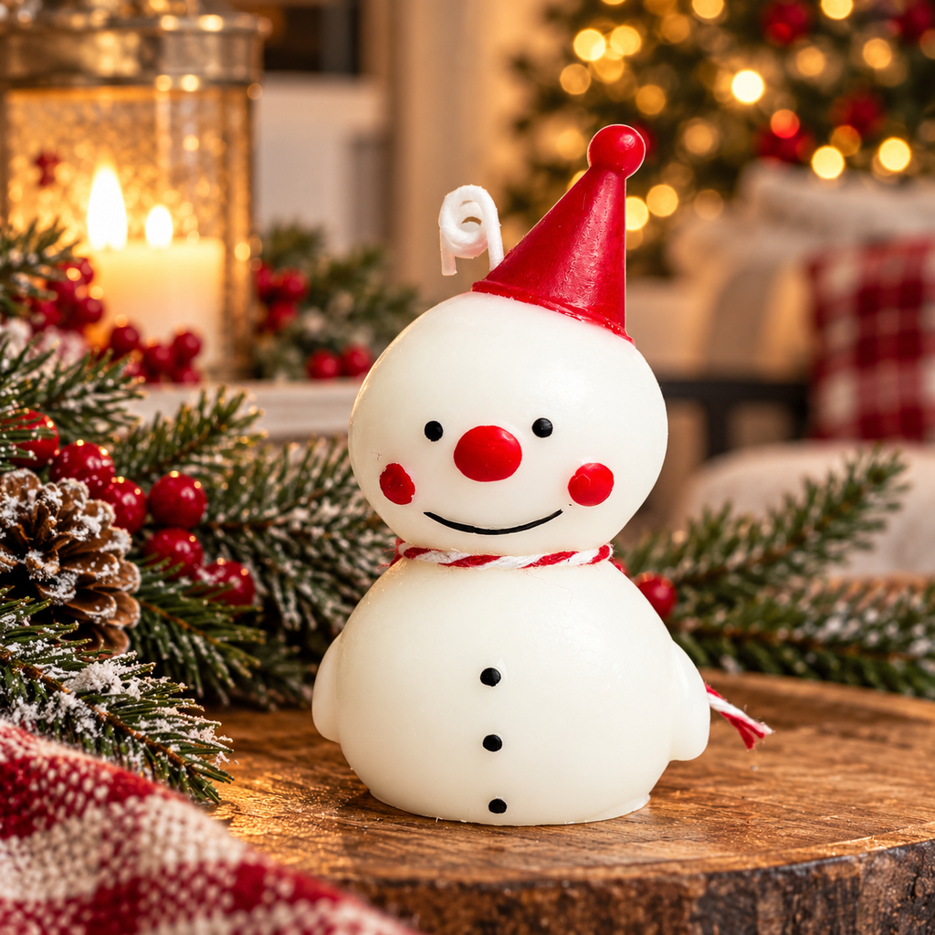 Snowman Shaped Mini Candle