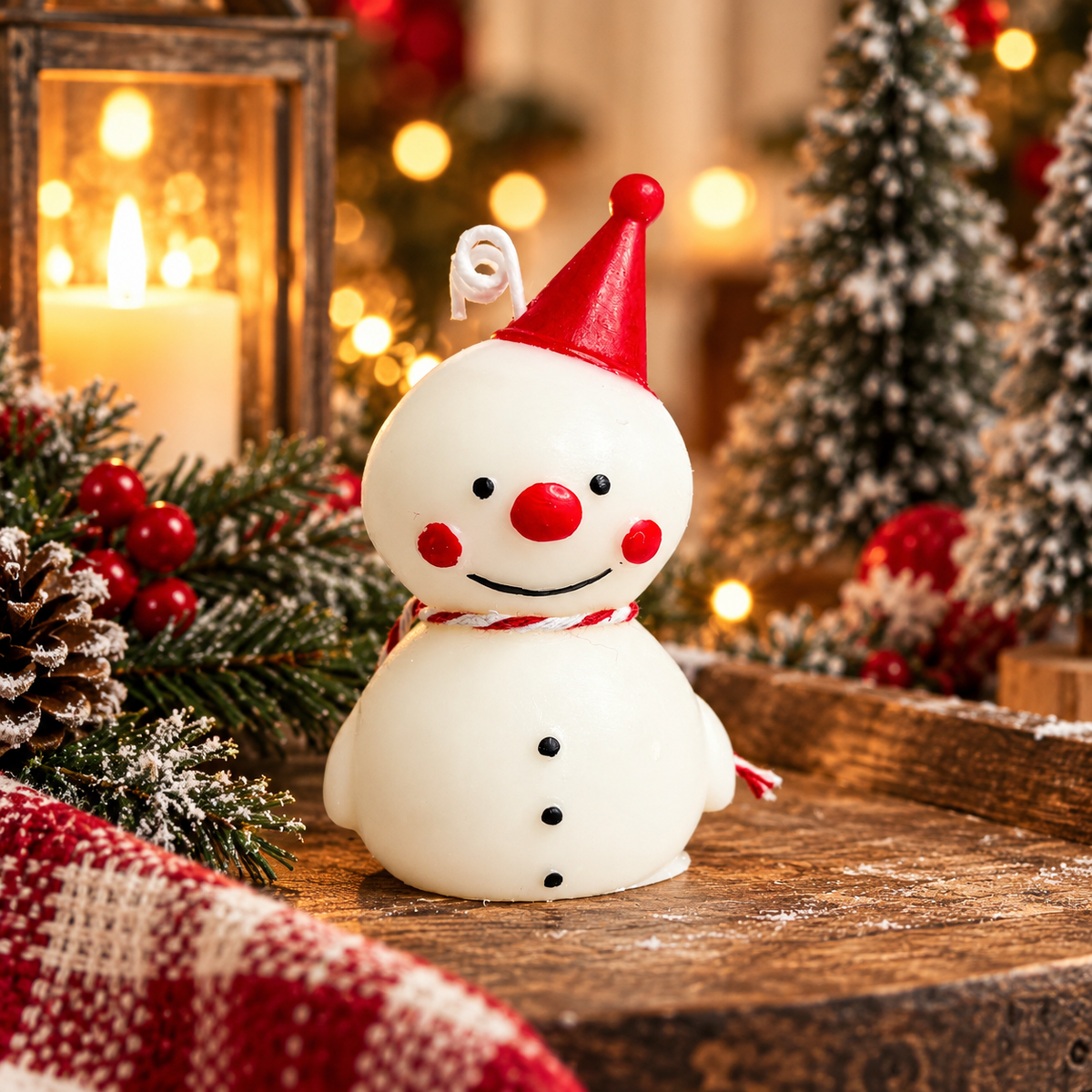Snowman Shaped Mini Candle