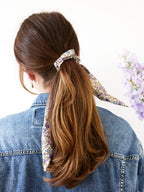 Cream Floral Scarf Scrunchie