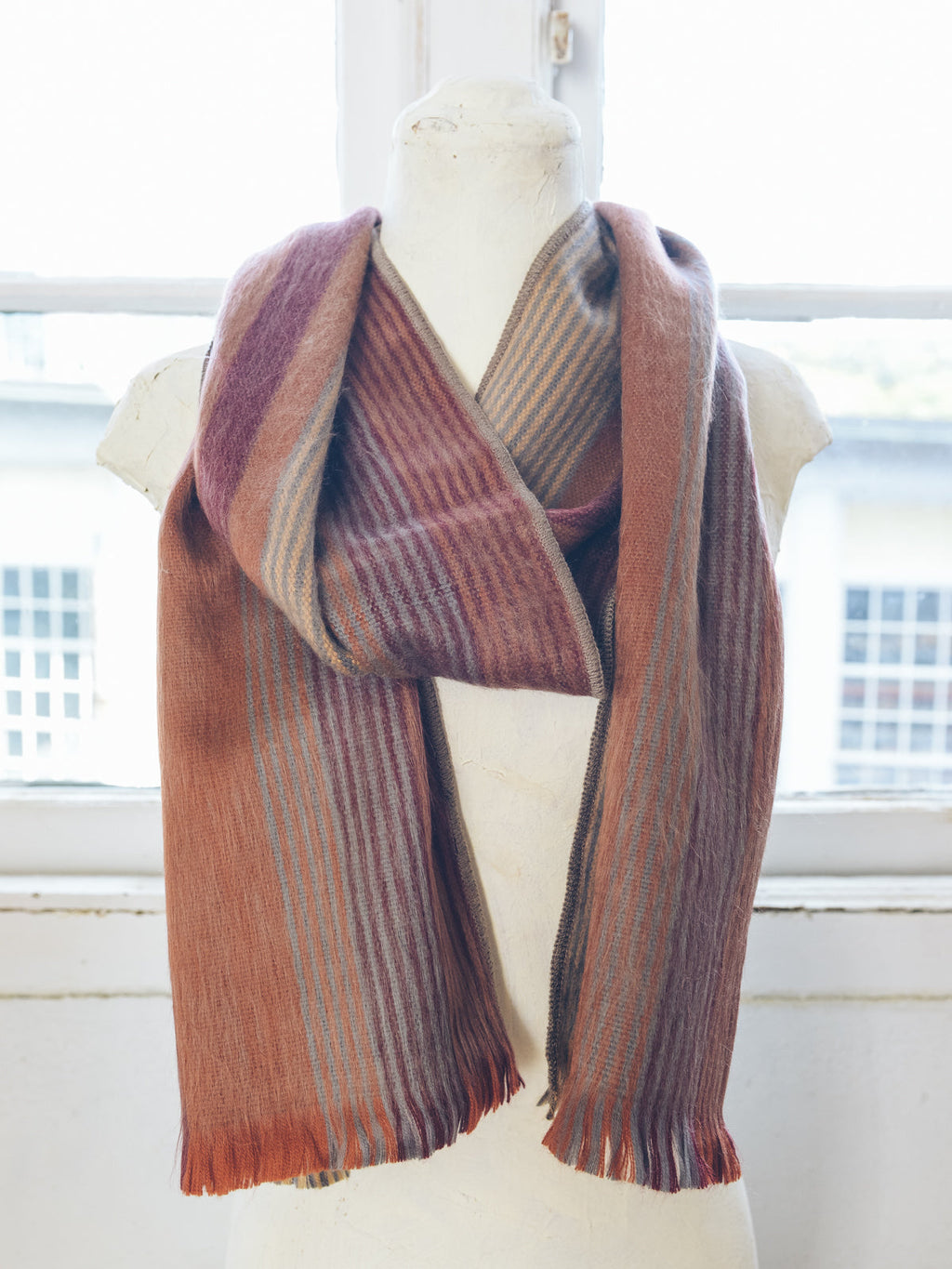 Brushed Alpaca Striped Scarf — Select Your Color