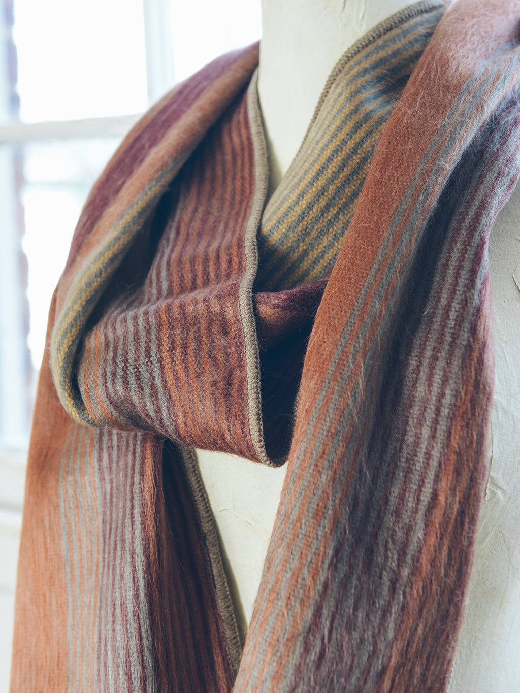 Brushed Alpaca Striped Scarf — Select Your Color