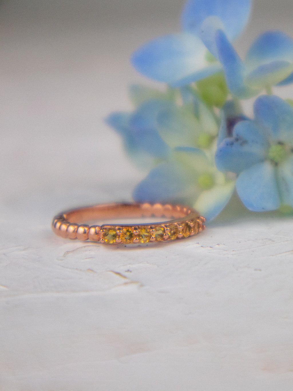Delicate Rose Gold and Citrine Band — Select Your Size