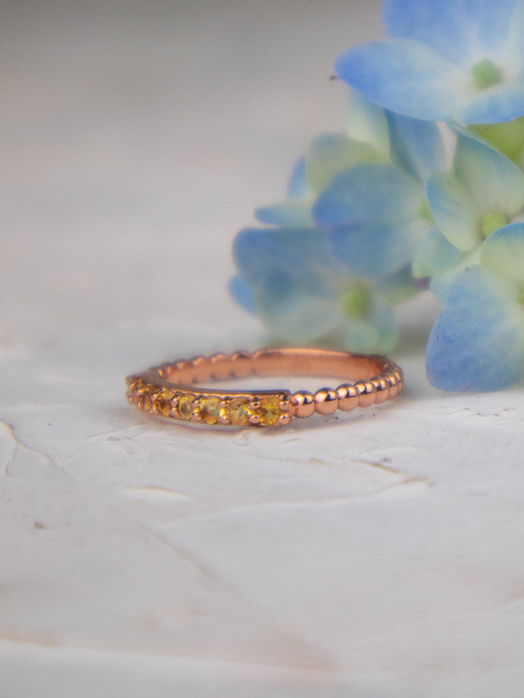 Delicate Rose Gold and Citrine Band — Select Your Size