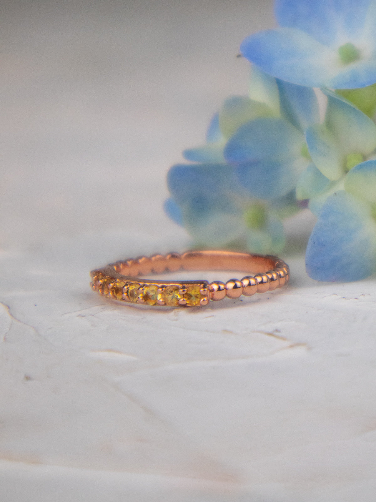 Delicate Rose Gold and Citrine Band — Select Your Size