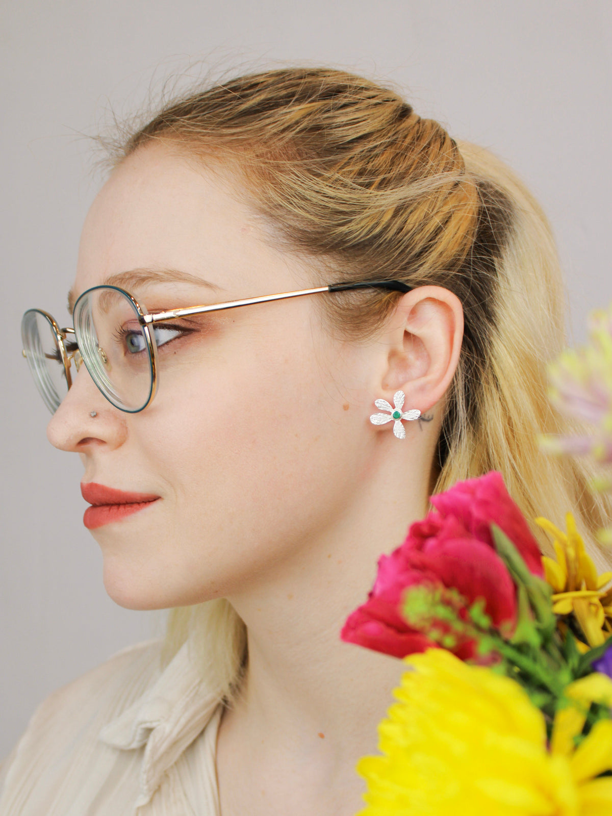 Five Petal Wild Flower Earrings — Select Your Color