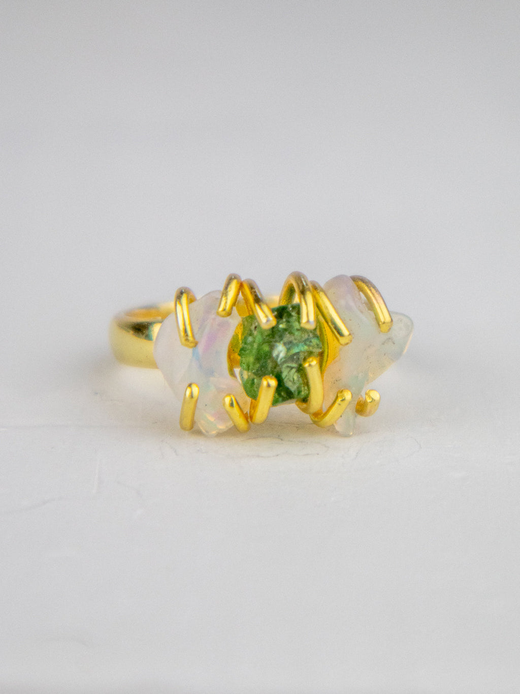 Opal/Peridot Cluster Ring - Gold — Select Your Color
