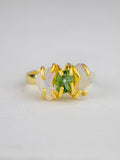Opal/Peridot Cluster Ring - Gold — Select Your Color