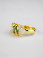 Opal/Peridot Cluster Ring - Gold — Select Your Color