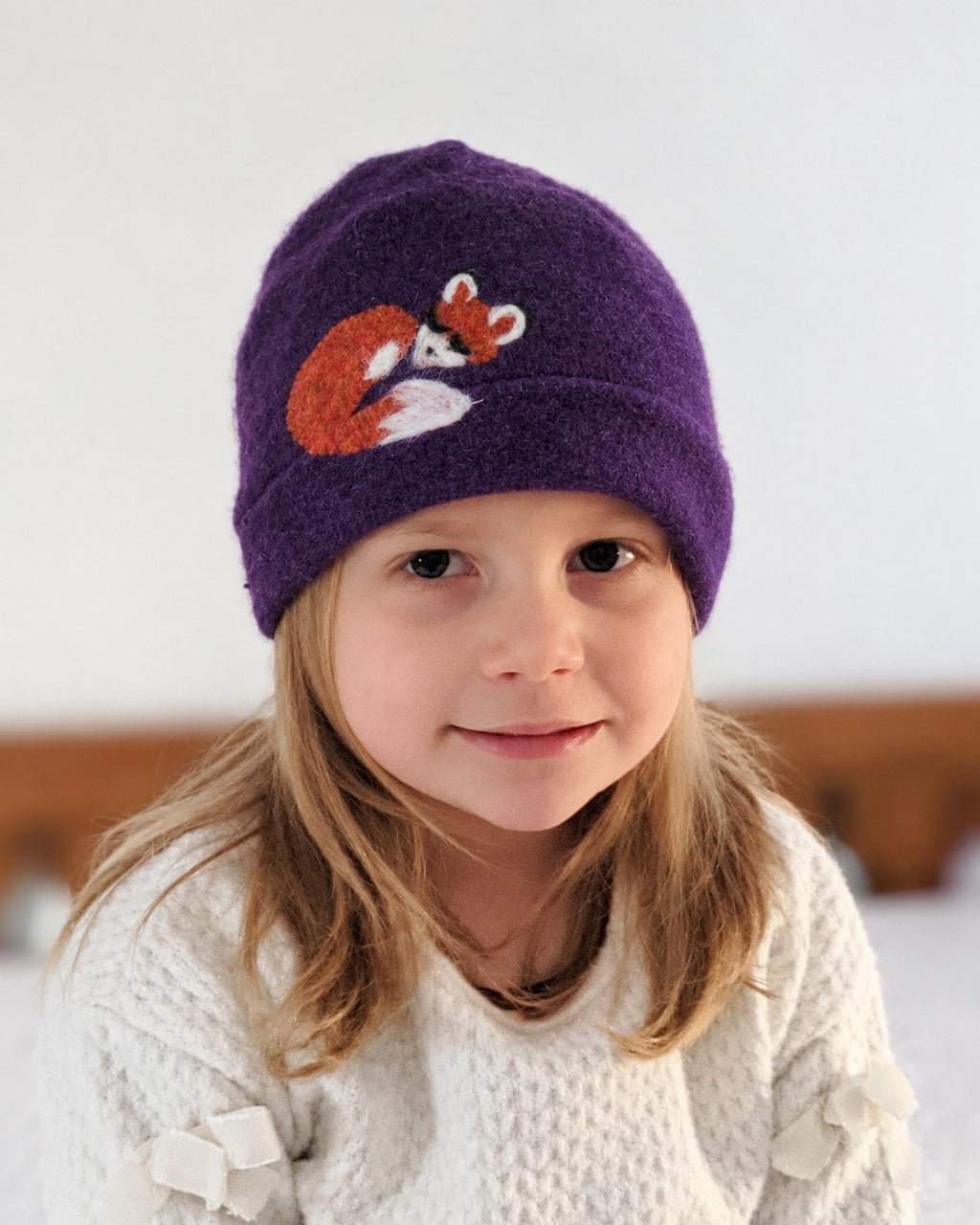 Sleeping Fox Cashmere Hat - Child — Select Your Color