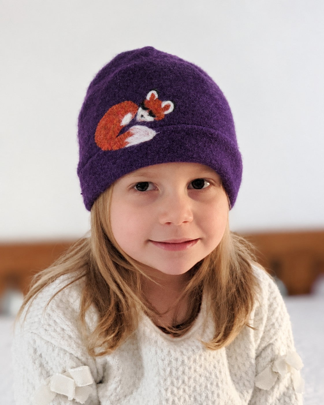 Sleeping Fox Cashmere Hat - Child — Select Your Color