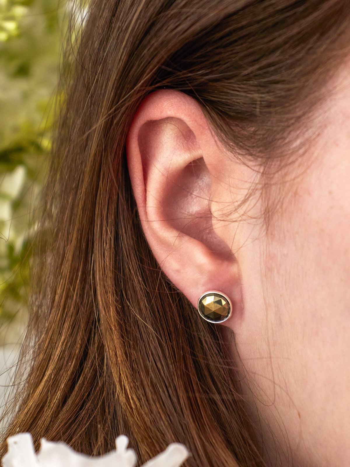 Pebble Stud Earrings - Silver — Select Your Gemstone