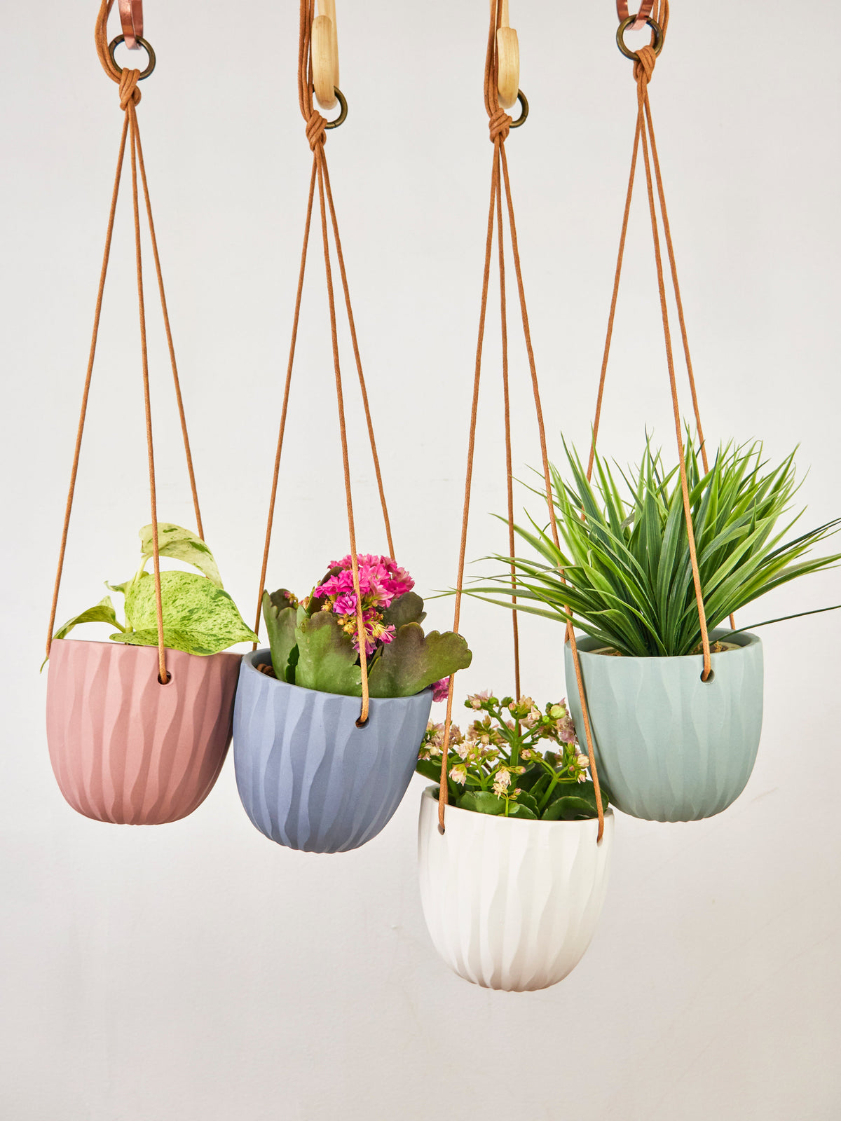 Virago Modern Hanging Planter - Waves — Select Your Color