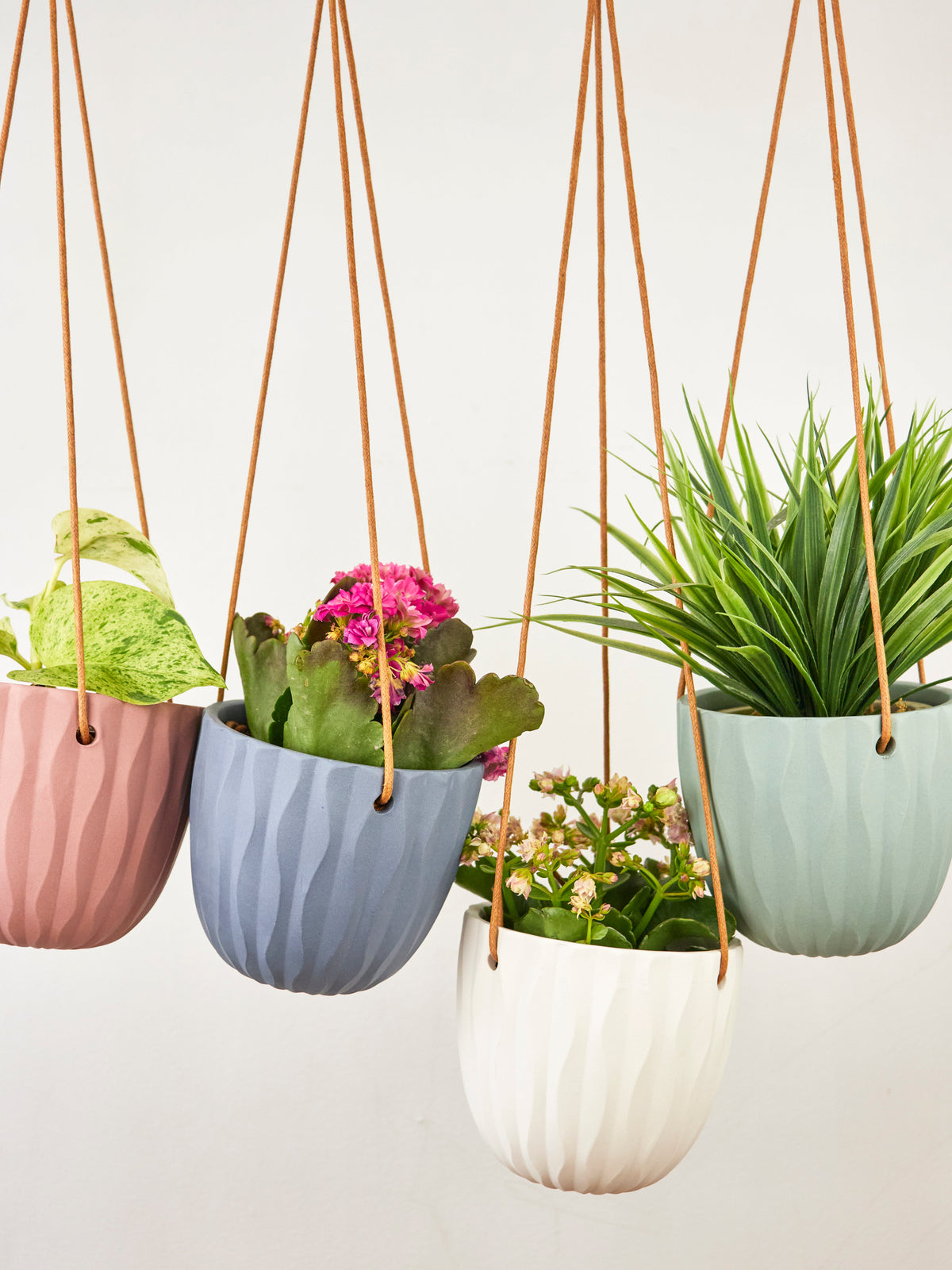 Virago Modern Hanging Planter - Waves — Select Your Color