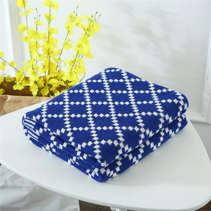 Geo Double-Sided Medium Weight Cotton Soft Knit Throw Blanket — Select Your Color